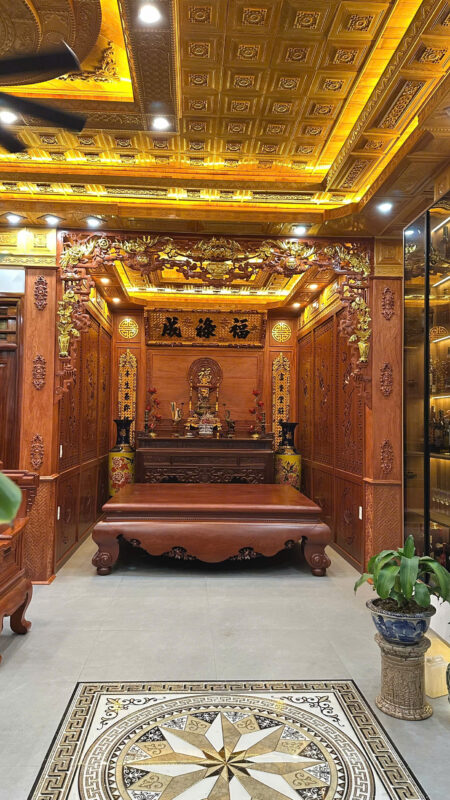 phòng thờ gỗ gụ