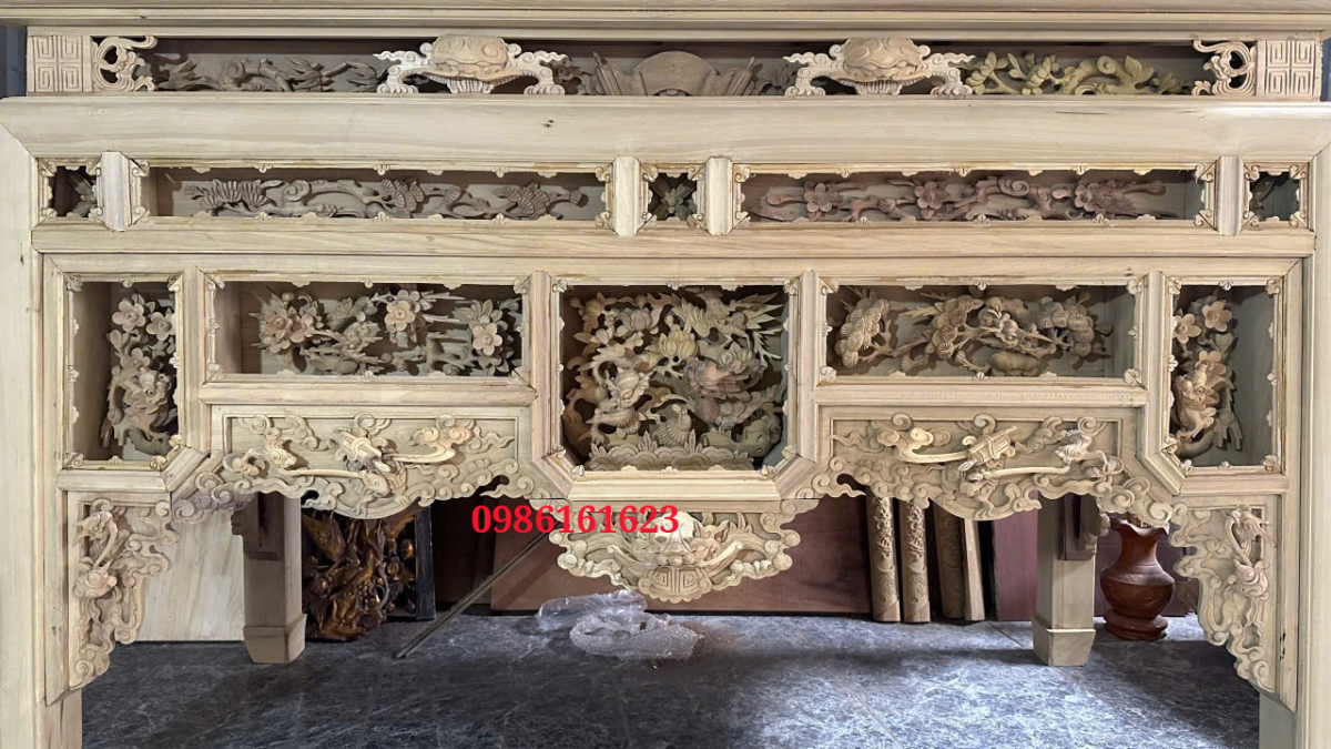 Bàn thờ ô xa gỗ gụ