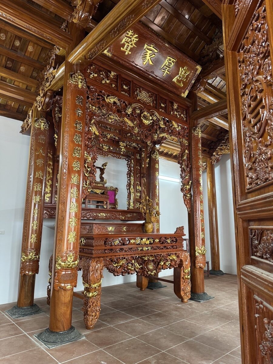 Thiết Kế Nội Thất Nhà Thờ Họ 3 Gian 2 Chái: Bố Trí Đồ Thờ Chuẩn Lối Cổ 3 Gian thờ nhà cổ