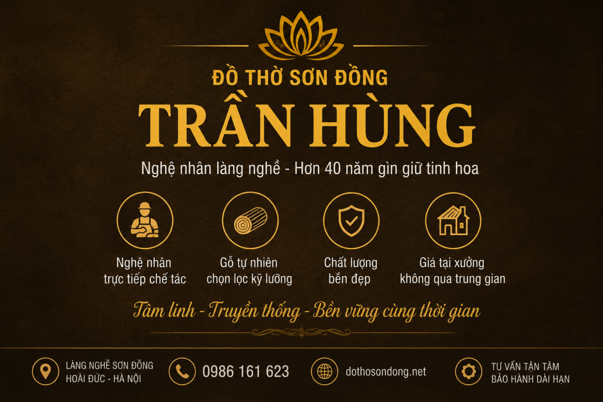 Đồ thờ sơn Đồng- Trần Hùng Tâm sáng – Nghề tinh – Sản phẩm chuẩn mực