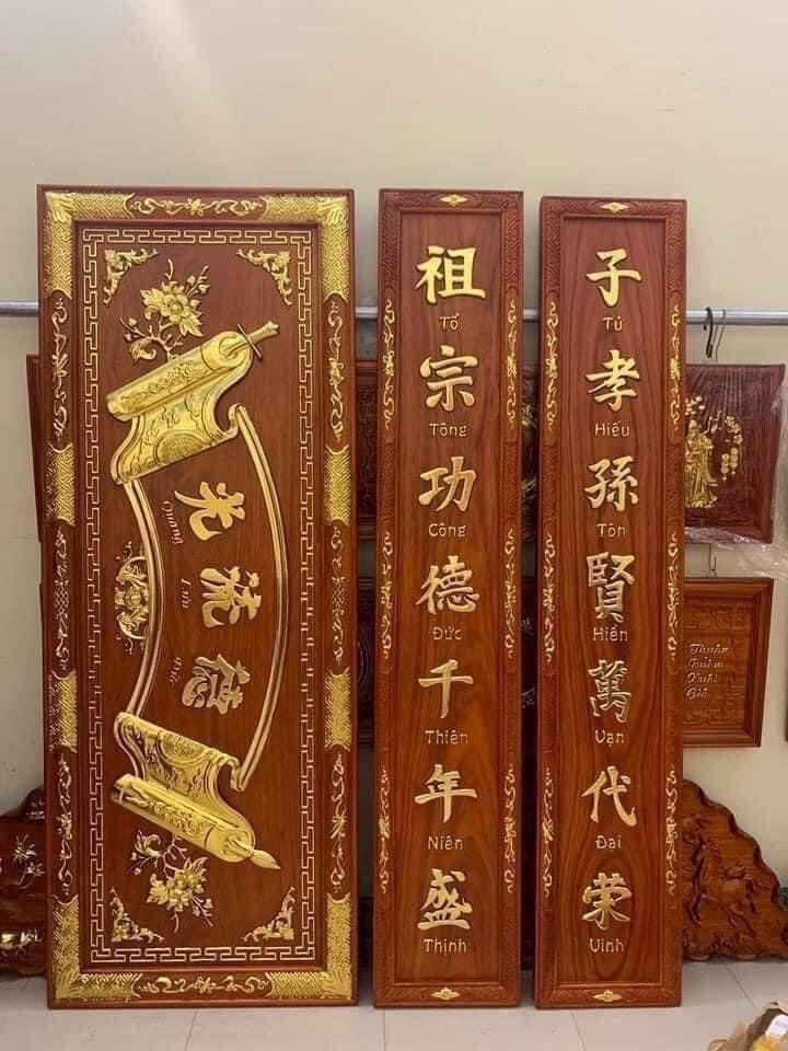 Chữ Trên Hoành Phi Câu Đối Thờ Gia Tiên Có Ý Nghĩa Gì? 7 Hoành phi câu đối gộ Gụ thờ gia tiên