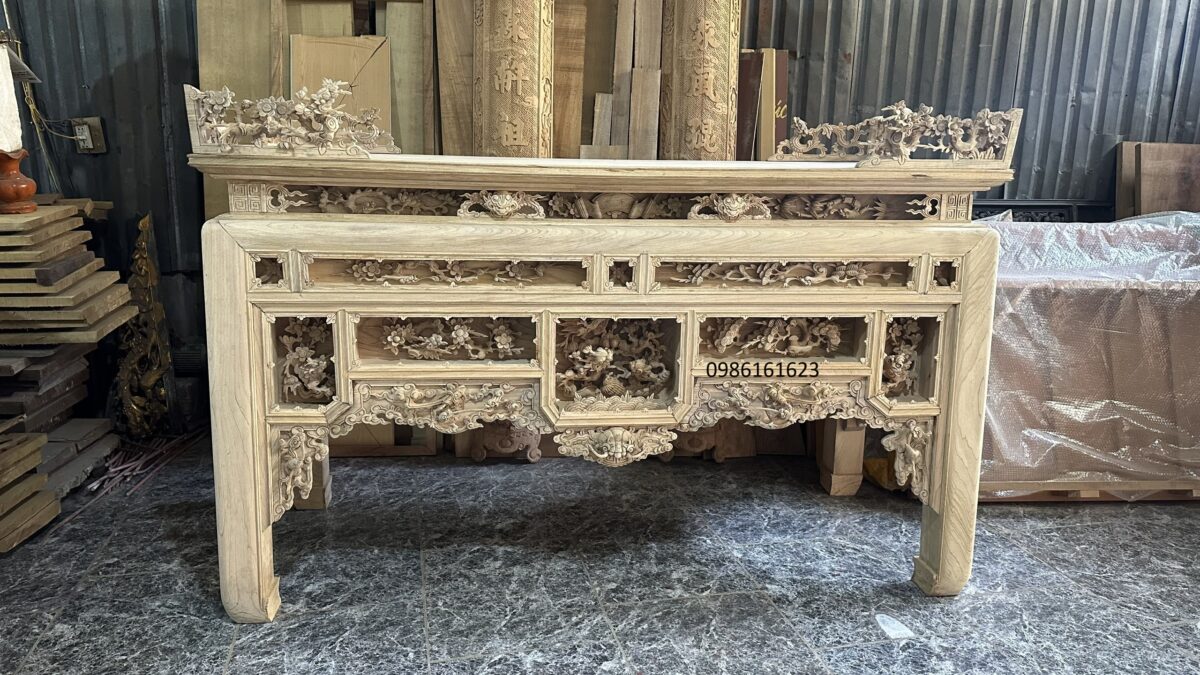 Bàn thờ ô xa gỗ dổi