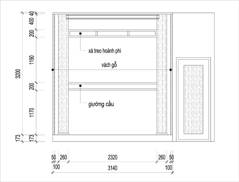 Thiết kế sơ bộ phòng thờ gỗ truyền thống