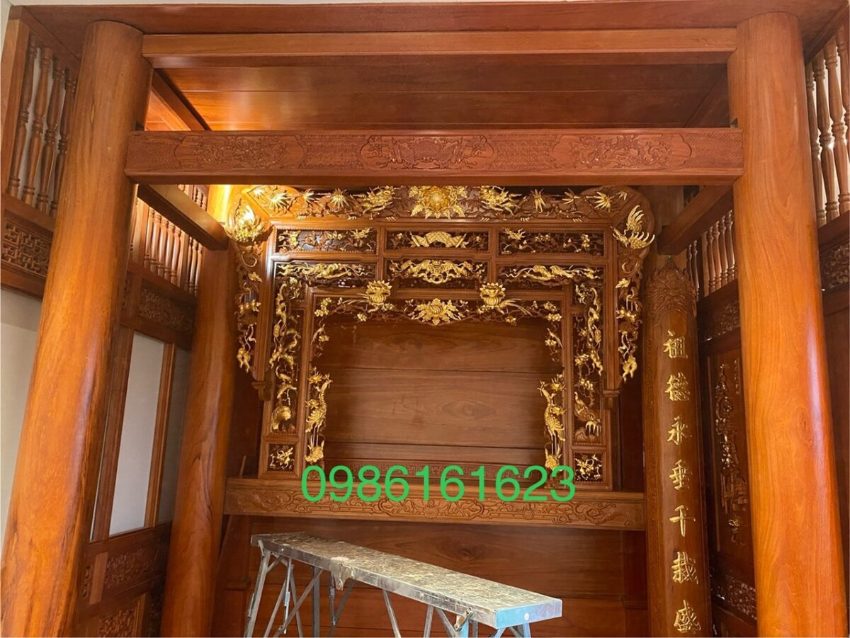 Hệ cột và xà ngang – phần khung làm nên linh hồn của gian thờ