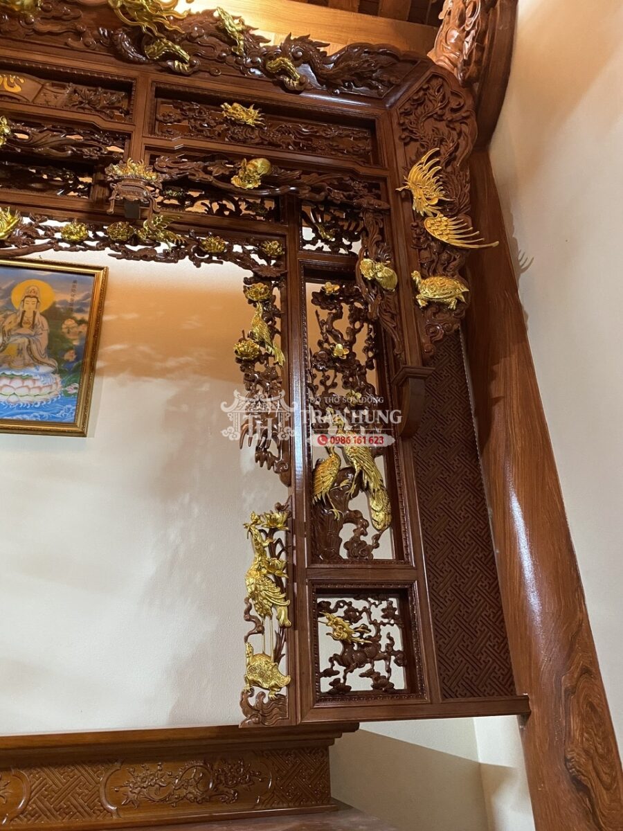 Công Trình Gian Thờ Nhà Gỗ 2 Gian | Đồ Thờ Sơn Đồng Trần Hùng 1 Công trình thực tế của Đồ thờ Sơn Đồng Trần Hùng