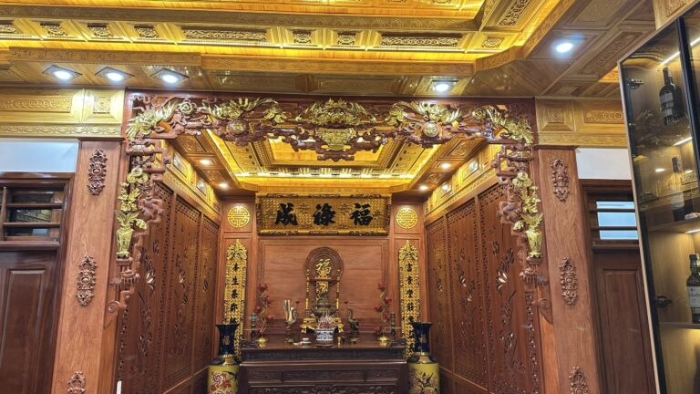Công trình thực tế: Hoàn thiện gian thờ gỗ trong biệt thự tại Hải Dương