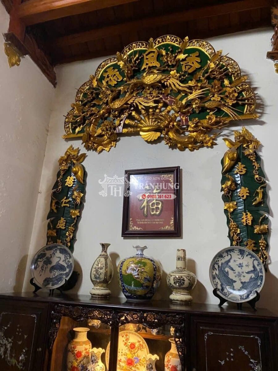 Tranh quạt gỗ tạo hình quạt, chạm thủ công và có thể khắc chữ theo yêu cầu