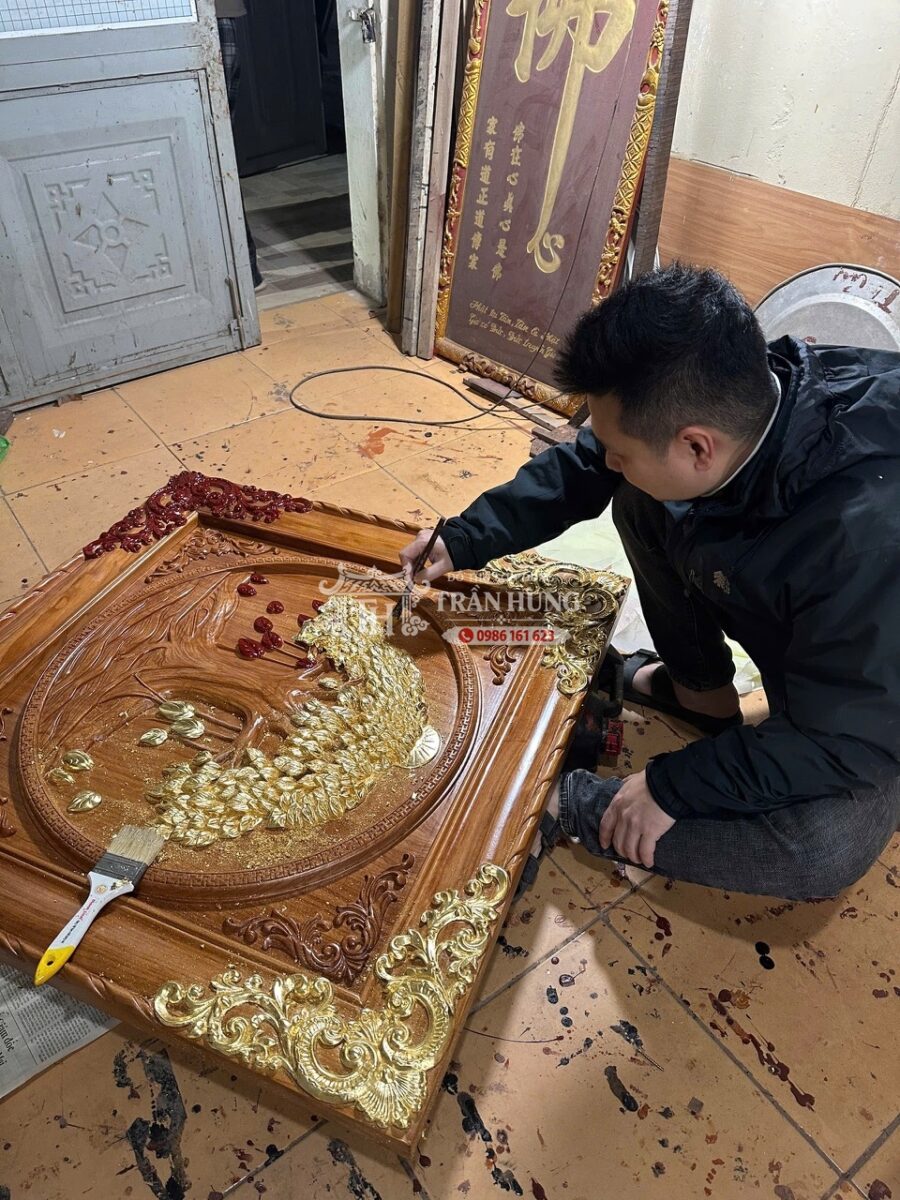 Thếp vàng 24k bức tranh gỗ