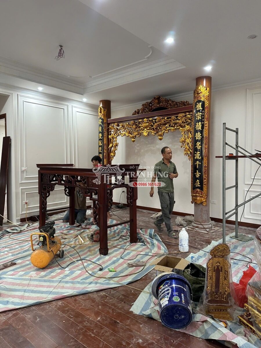Một gian thờ Truyền thống được dựng trong căn hộ hiện đại