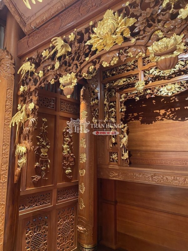 Dát vàng ta trên bộ đồ thờ cửa võng, thiều châu