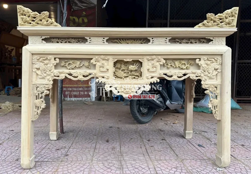 Bàn Thờ Ô Sa 3 Ô Kính Gỗ Dổi – Chiện Tàu Lá Dắt Lối Cổ 4 bàn thờ Ô Sa 3 ô kính