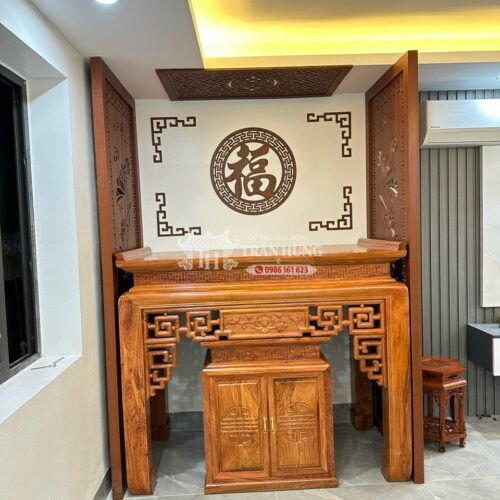 Bàn Thờ Nhỏ Cho Nhà Chung Cư, Nhà Phố – Mẫu 87, 97, 107, 127cm 12 Bàn thờ nhỏ kết hợp vách thờ tạo không gian thờ riêng