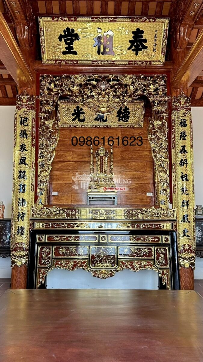 Bộ đồ thờ cho nhà thờ 3 gian 1 tầng cột