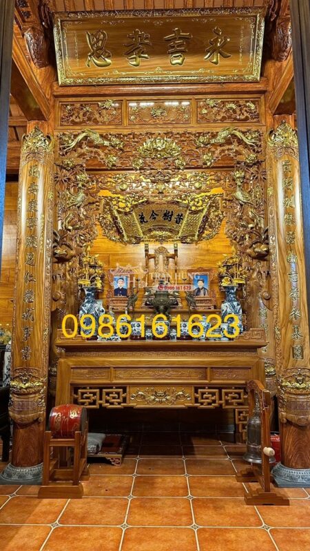 đồ thờ gỗ Gõ nhà thờ 3 gian