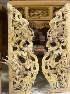 Hàng mộc cửa võng Cửu Long Tranh Châu trước khi hoàn thiện