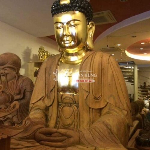 Xưởng Tạc Tượng Phật Bằng Gỗ Sơn Đồng – Nhận Làm Theo Mẫu 14 Hoàn thiện thếp vàng Tượng phật