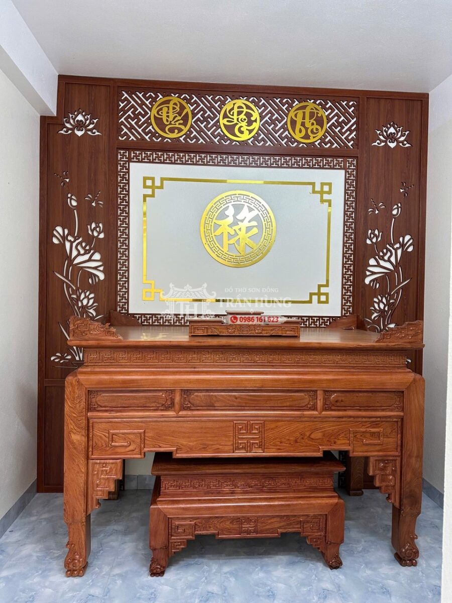 Mẫu Bàn Thờ Gỗ Hương Đẹp – Mẫu Thật Tại Xưởng Sơn Đồng 22 mẫu bàn thờ gỗ hương đẹp, Mẫu bàn thờ Án gian triện tại xưởng Sơn Đồng