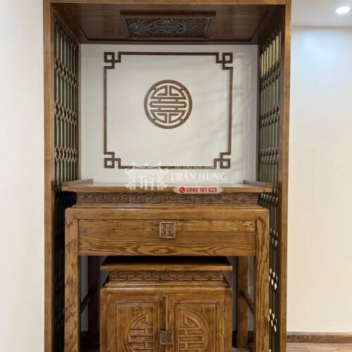 Mẫu Bàn Thờ Gia Tiên Đẹp – Các Kiểu Bàn Thờ Gỗ Phổ Biến 13 Mẫu bàn thờ nhỏ nhà phố thiết kế gọn kết hợp vách thờ